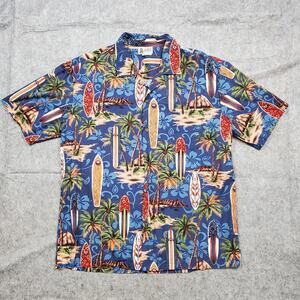 Vintage Aloha Republic Shirt Mens XL? Surfboard Print Hawaiian Button Front